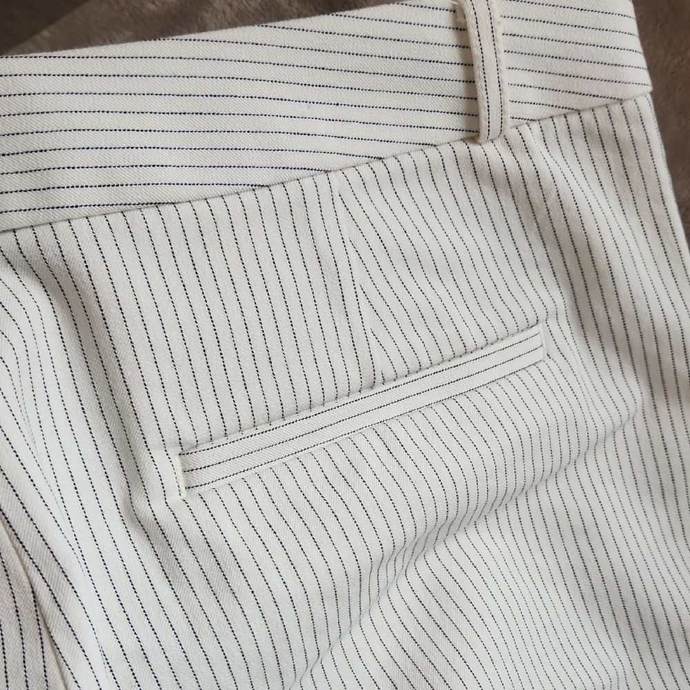 Banana Republic Cream With Black Pin Strip Pants, Classic Detailing - Picture 13 of 13